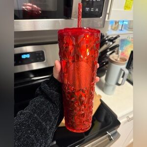 Starbucks Ruby Red Textured Tumbler with Straw